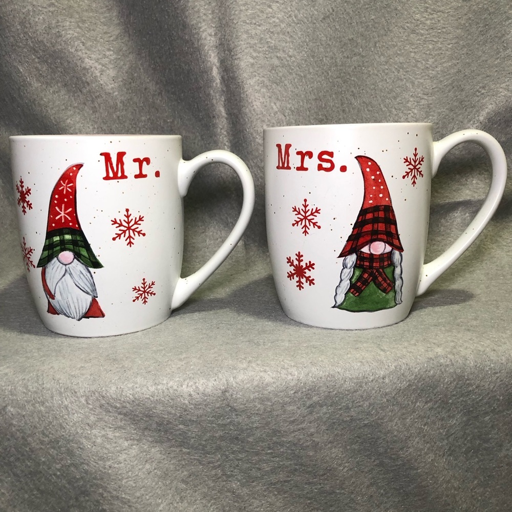 PEPPERMINT & PINE SET OF GNOME MR & MRS COFFEE MUGS